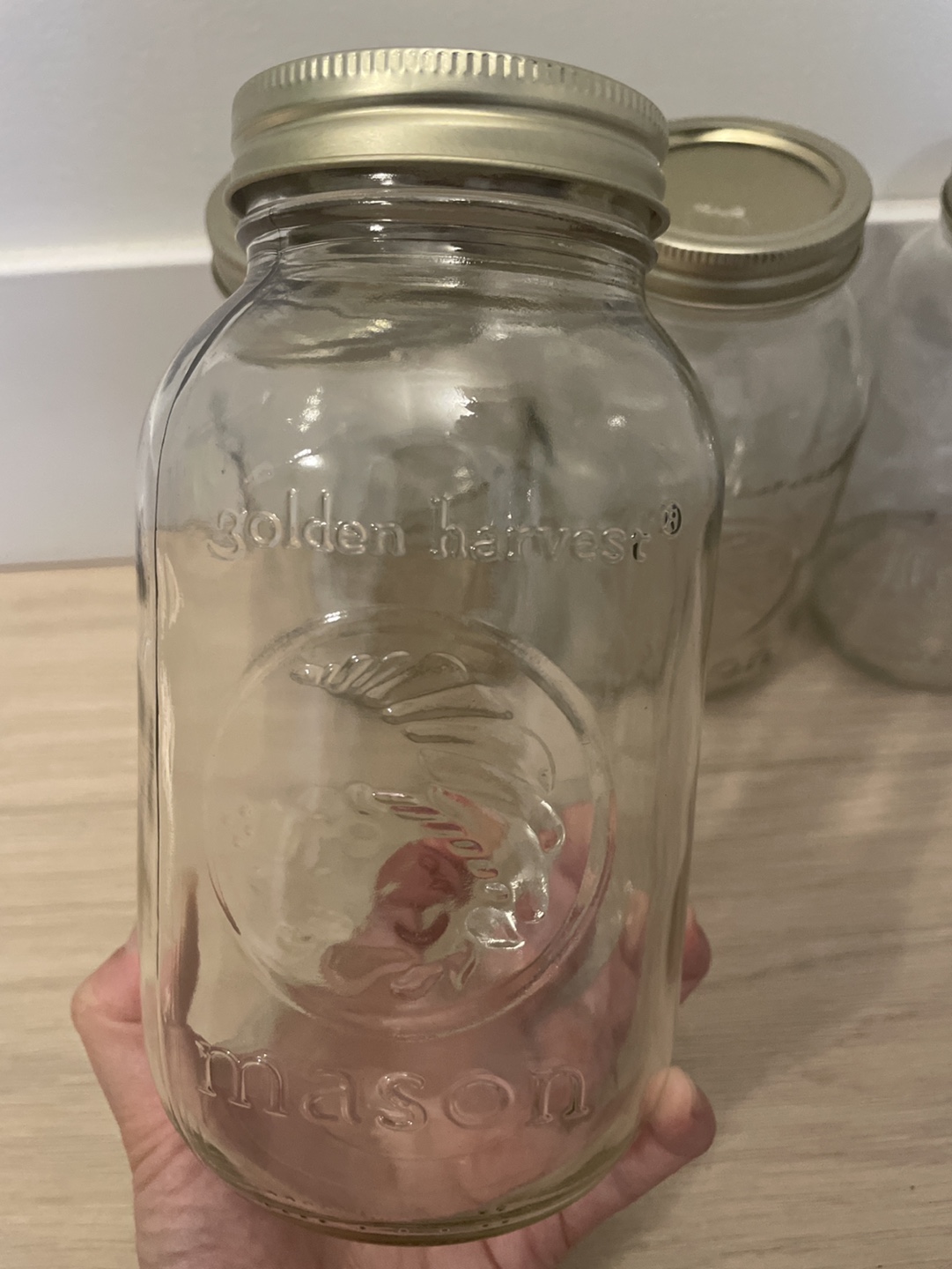 Four Golden Harvest Mason Jars - photo 2