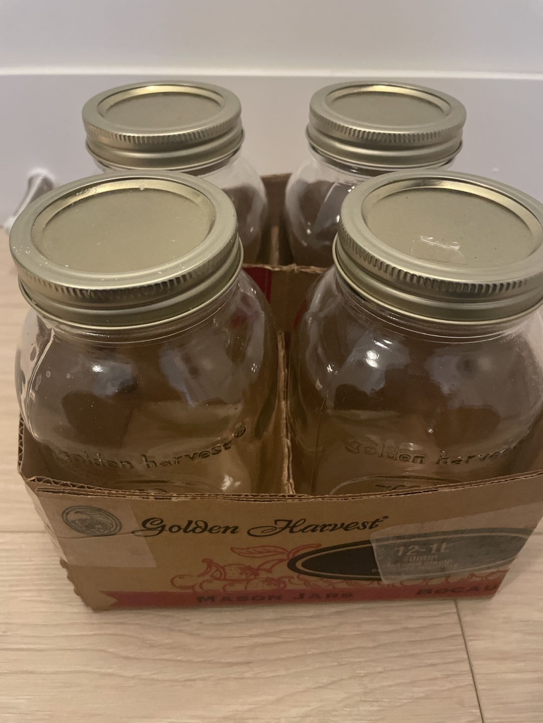 Four Golden Harvest Mason Jars - photo 3