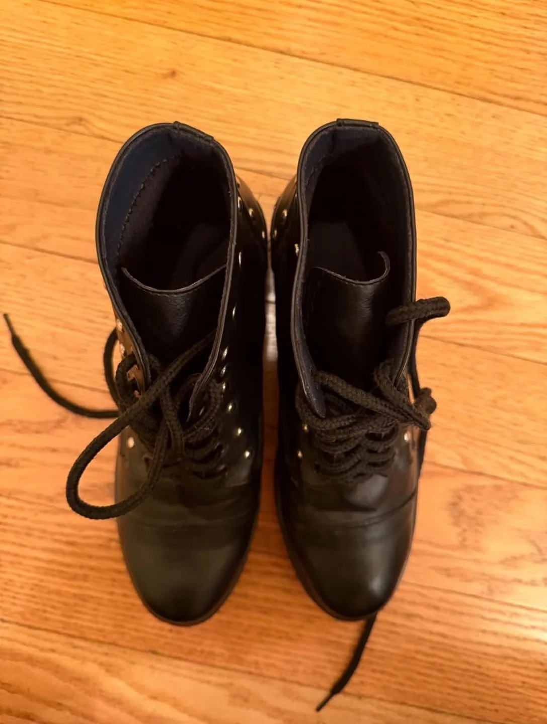 Black Studded Lace-Up Boots image indicator(5)