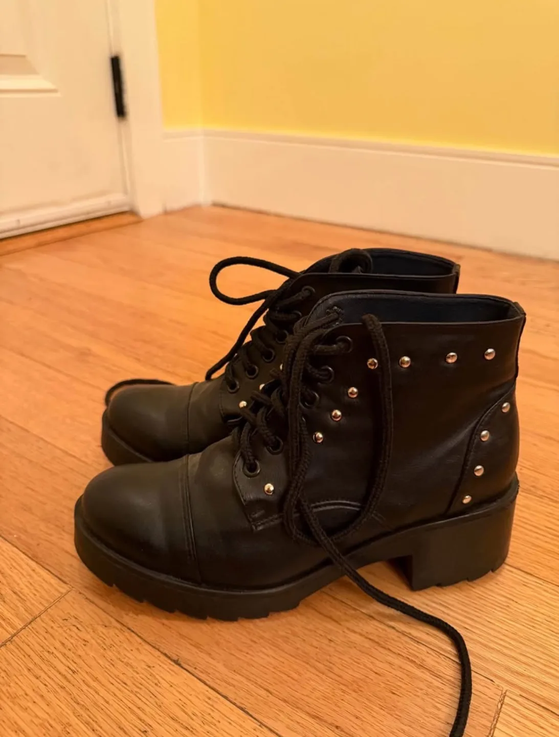 Black Studded Lace-Up Boots image indicator(2)