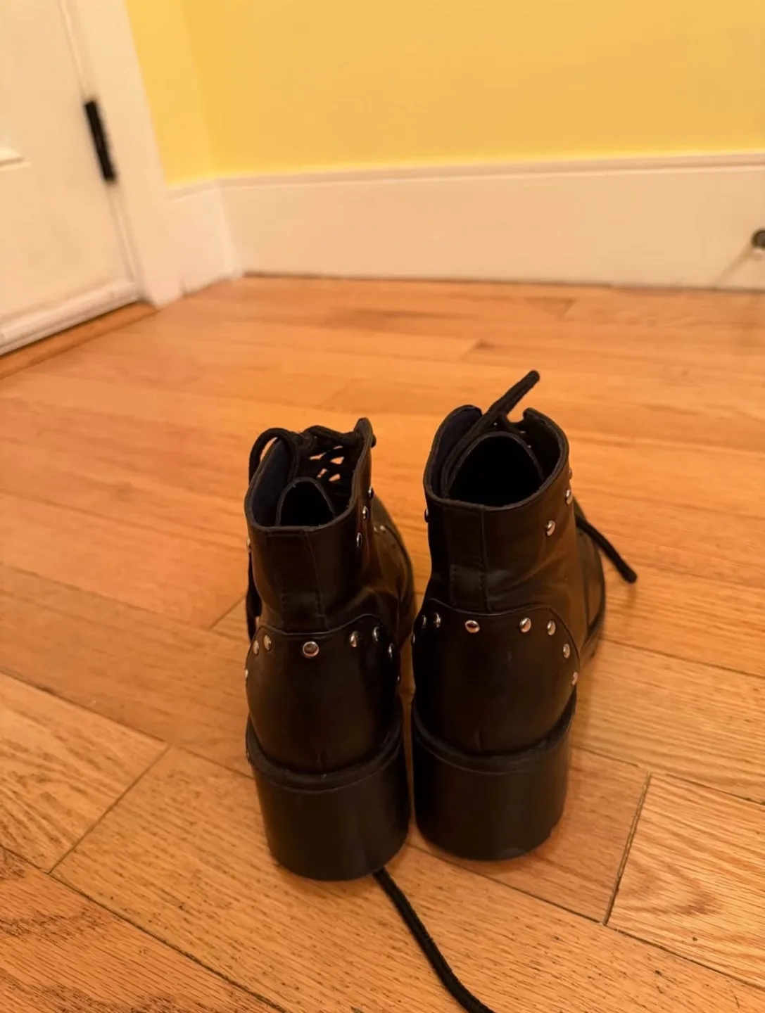 Black Studded Lace-Up Boots image indicator(3)