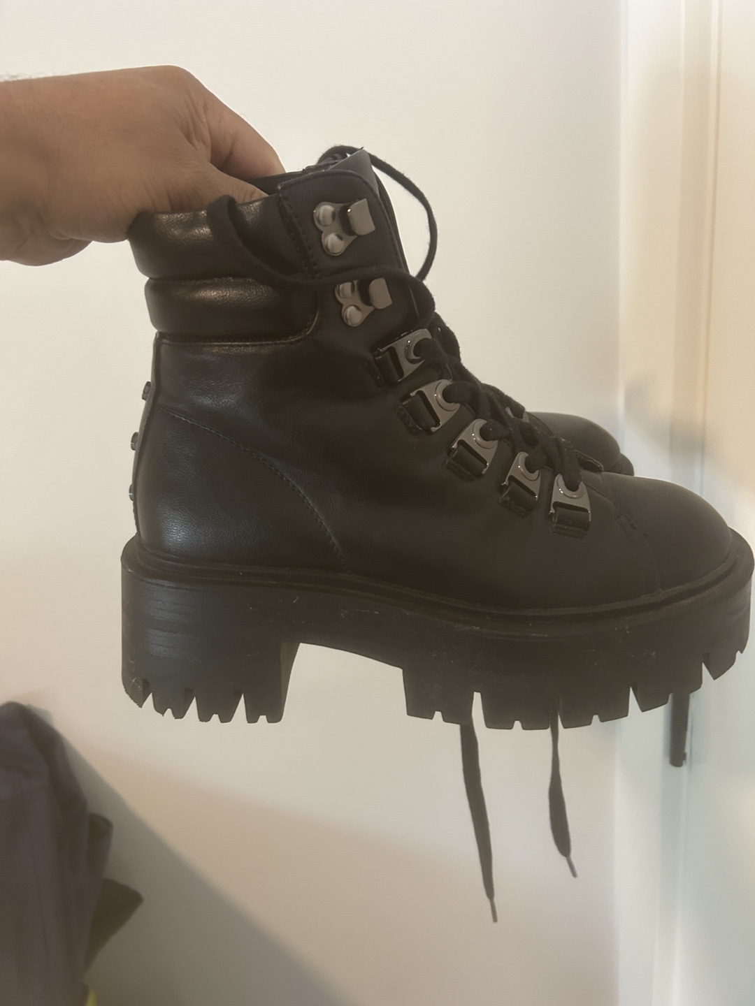 Black Leather Platform Boots - photo 2