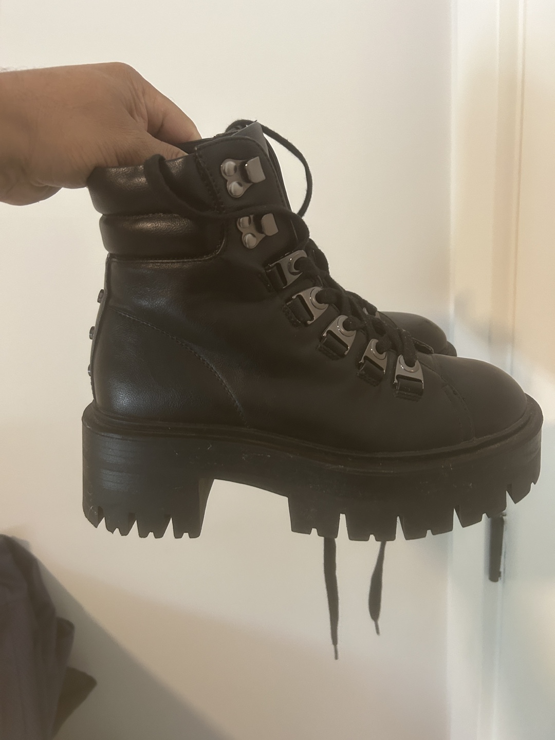 Black Leather Platform Boots