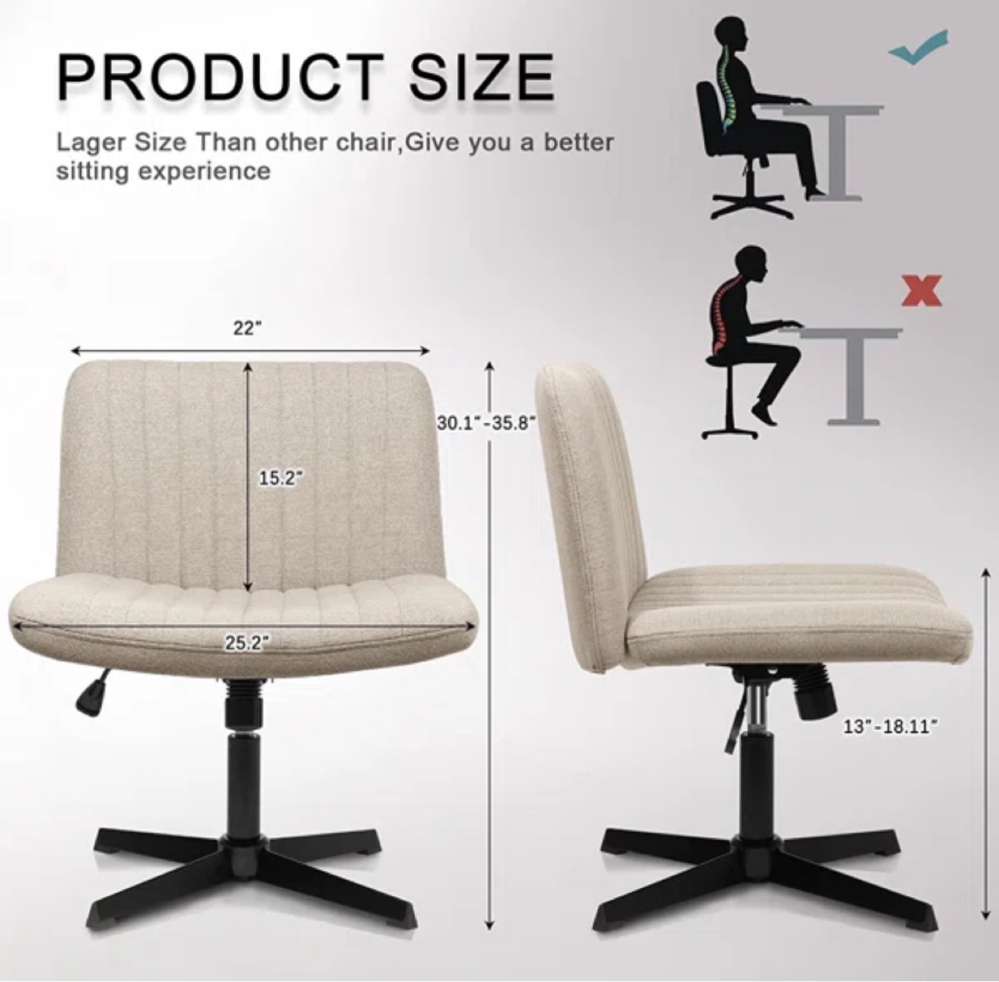 Beige Swivel Chair with Black Base - photo 3