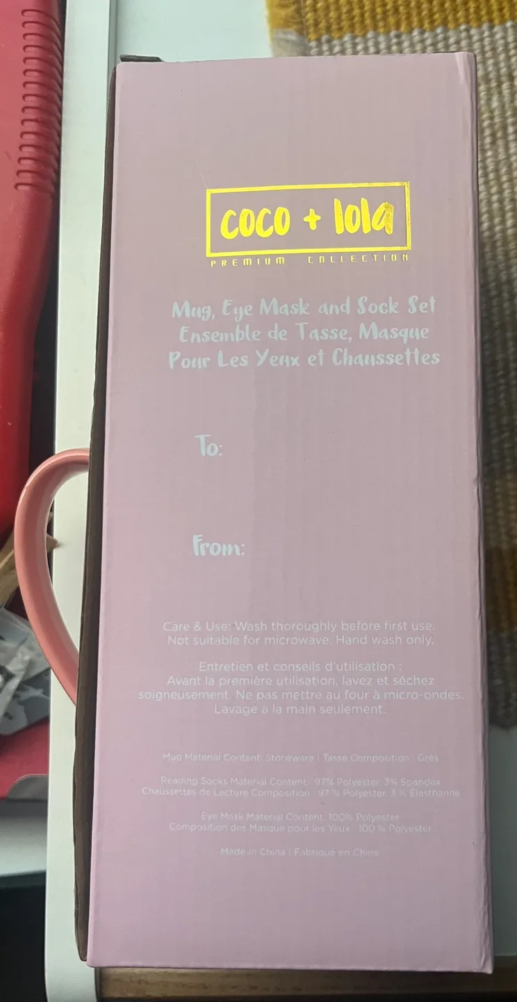 NEW Coco + Lola Coffee Mug, Eye Mask and Sock Gift Set image indicator(4)
