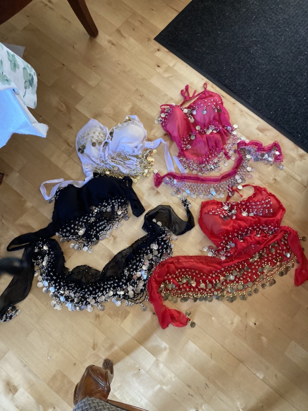 Two Belly Dance Costumes pink and white