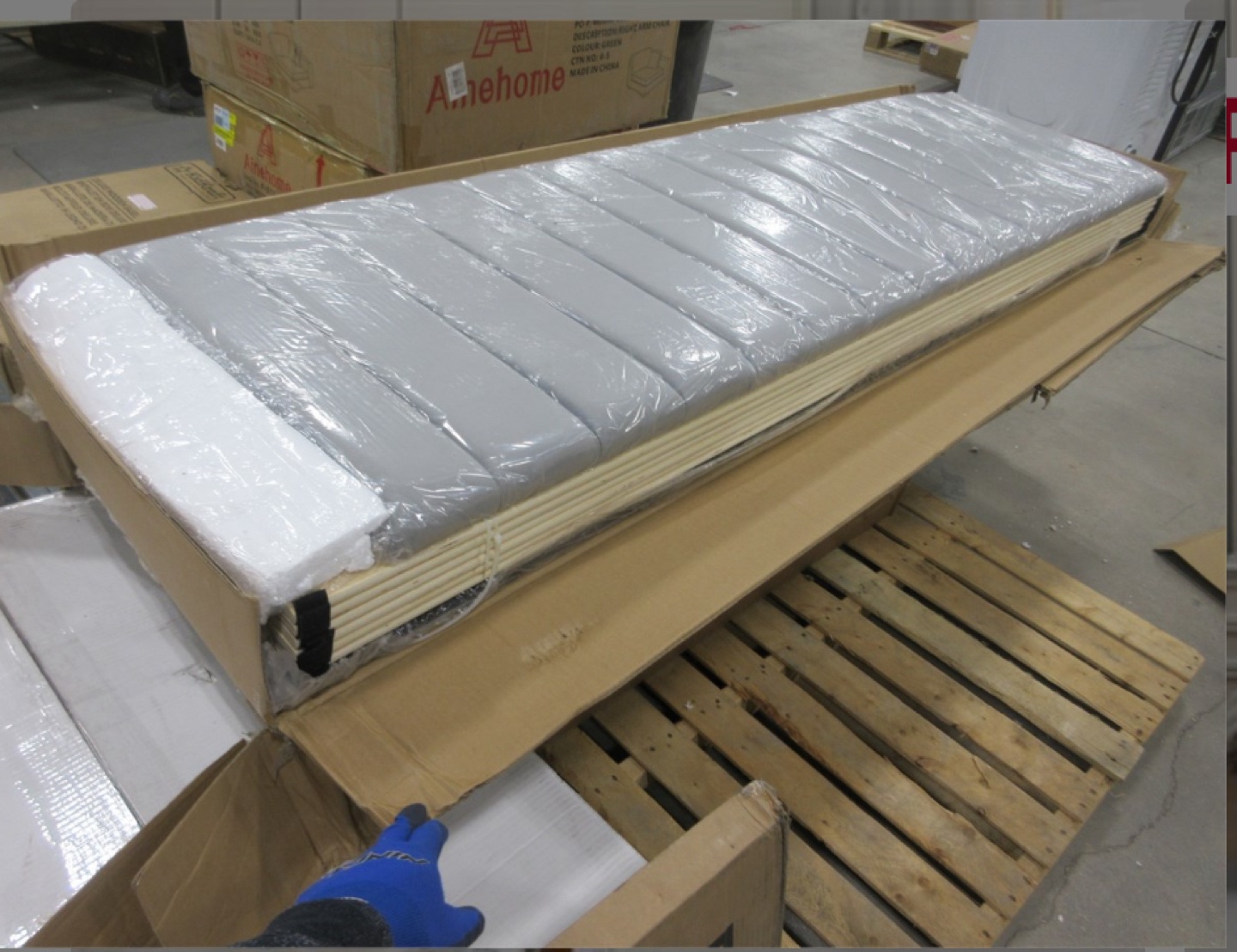 Amehome Grey Velvet Queen Size Platform Bed Frame - photo 2