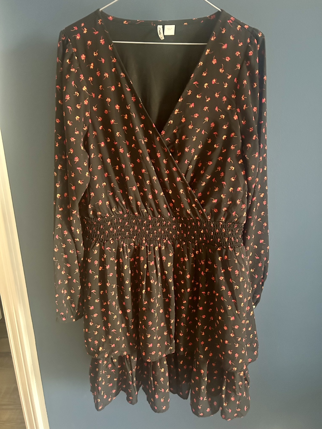 ONLY Black Floral Wrap Dress