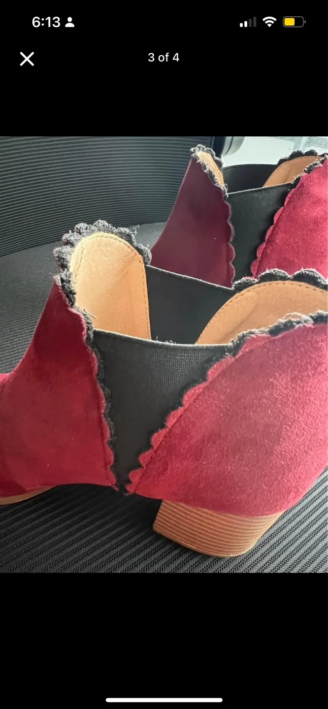 Women's Burgundy Suede Ankle Boots - Size 6 image indicator(3)