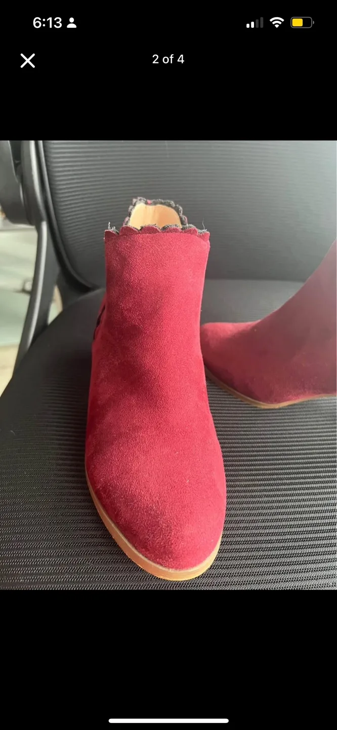 Women's Burgundy Suede Ankle Boots - Size 6 image indicator(2)