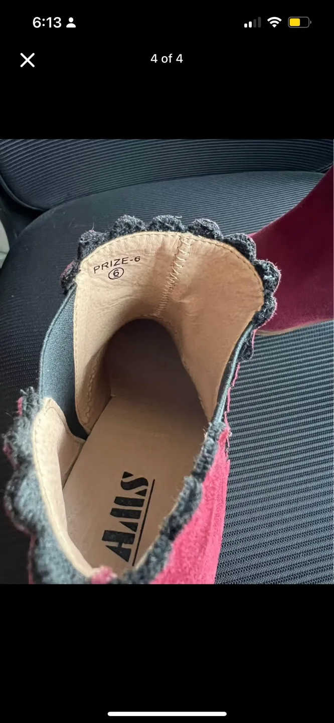 Women's Burgundy Suede Ankle Boots - Size 6 image indicator(4)