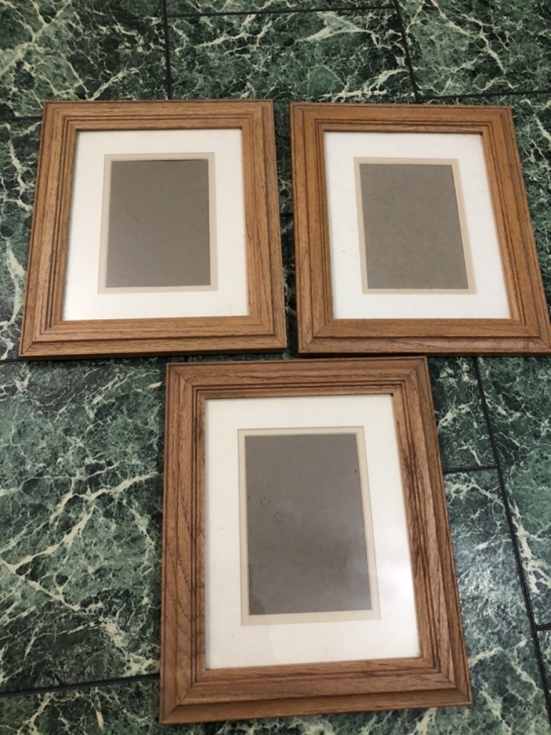 Set of three wooden picture frames