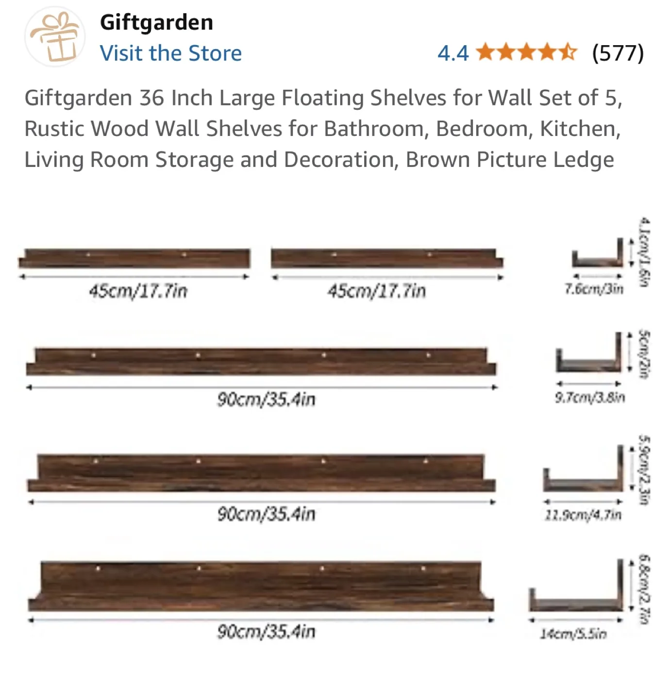 Giftgarden Floating Shelves Set of 5 image indicator(2)