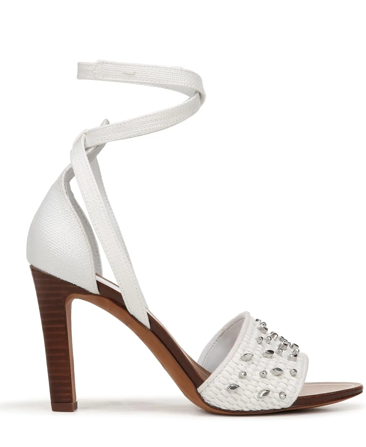 Franco Sarto Women's White Leather and Fabric Heels, Size 5M image indicator(4)