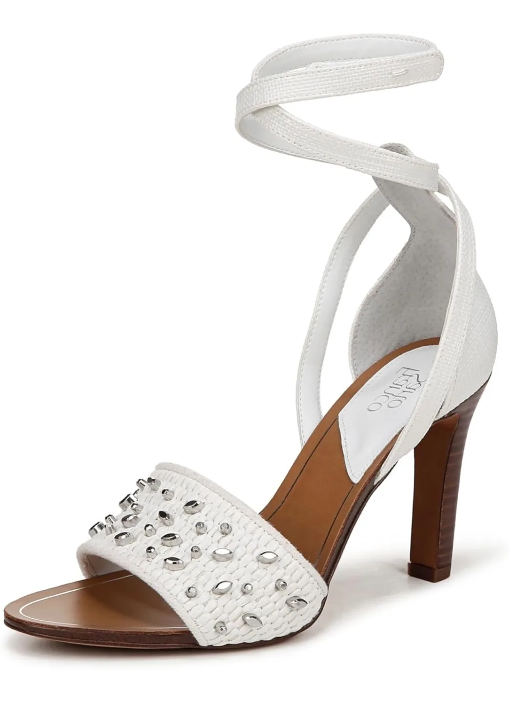 Franco Sarto Women's White Leather and Fabric Heels, Size 5M image indicator(2)