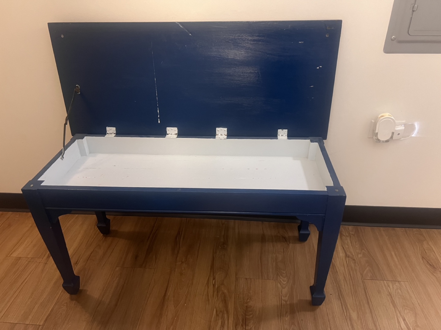 Vintage Blue Storage Bench - photo 2