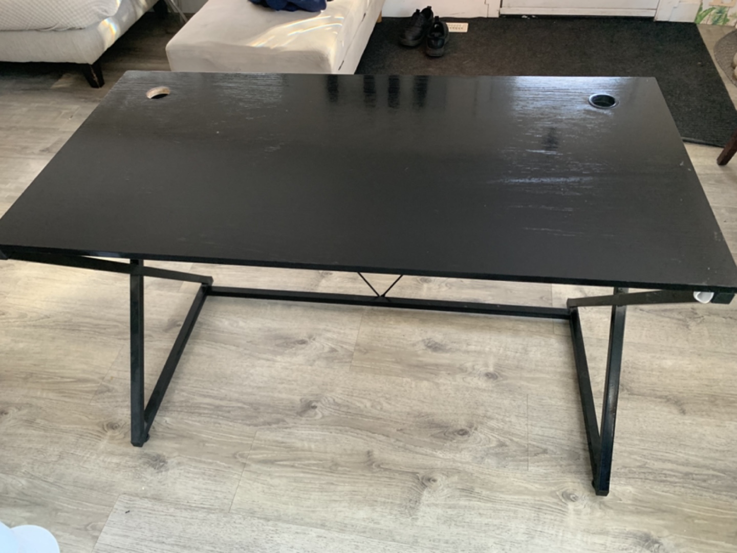 Black Computer Desk with Metal Frame - photo 5