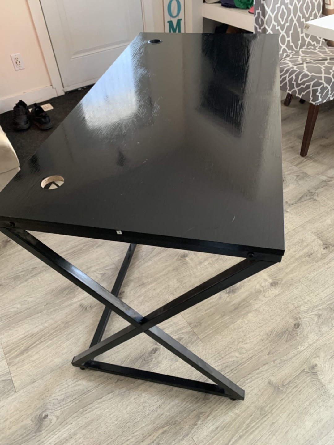 Black Computer Desk with Metal Frame - photo 3