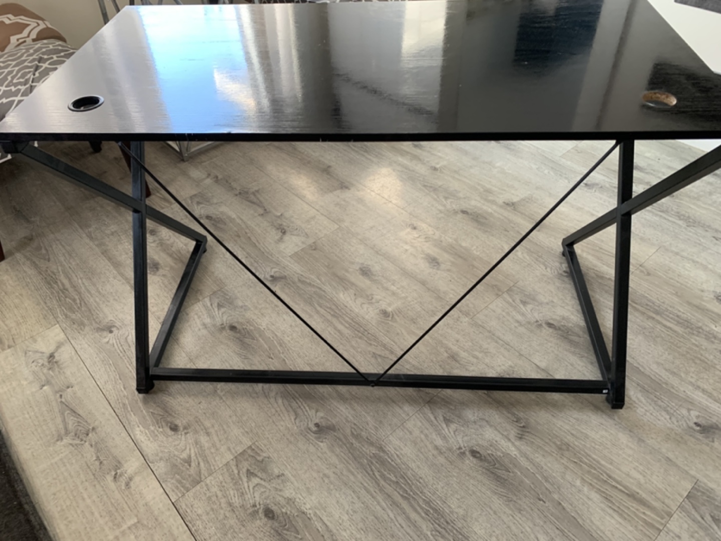 Black Computer Desk with Metal Frame