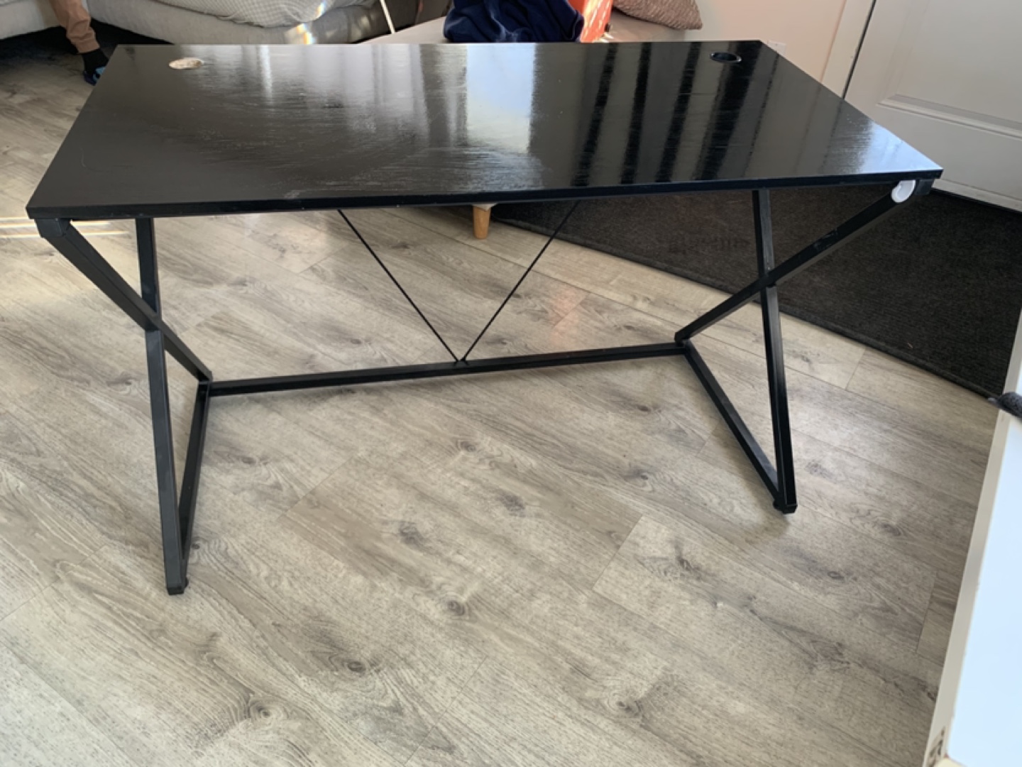 Black Computer Desk with Metal Frame - photo 2