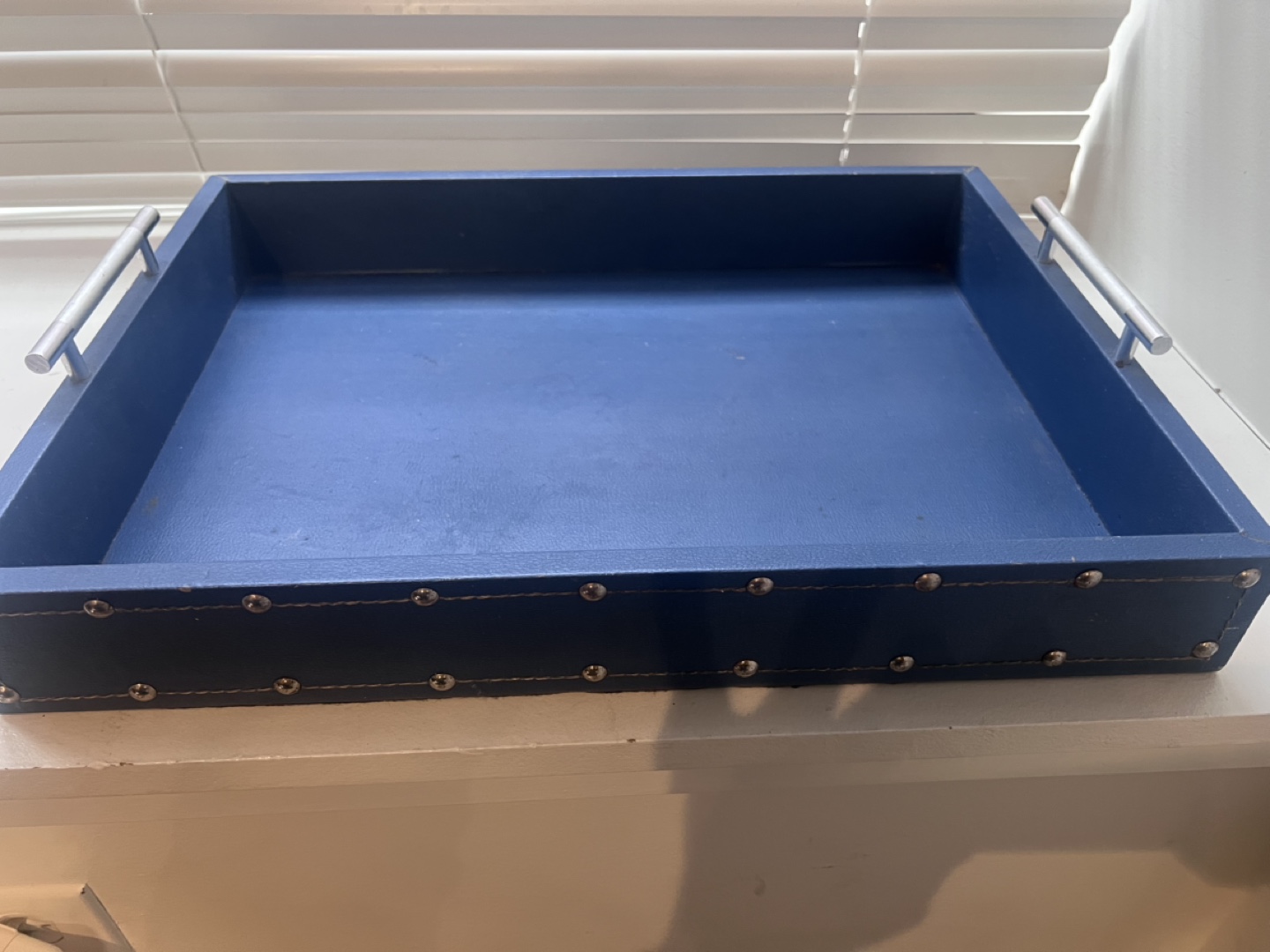 Blue Decorative Tray with Metal Handles - photo 2
