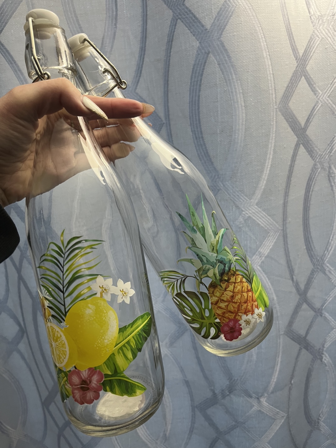 #freecycle Two Tropical Fruit Swing Top Glass Bottles