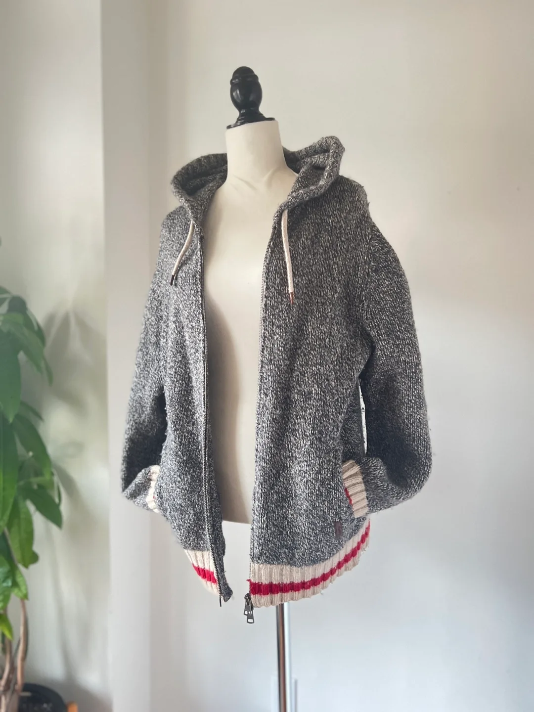 Roots Grey Hooded Knit Zip-Up Sweater image indicator(2)