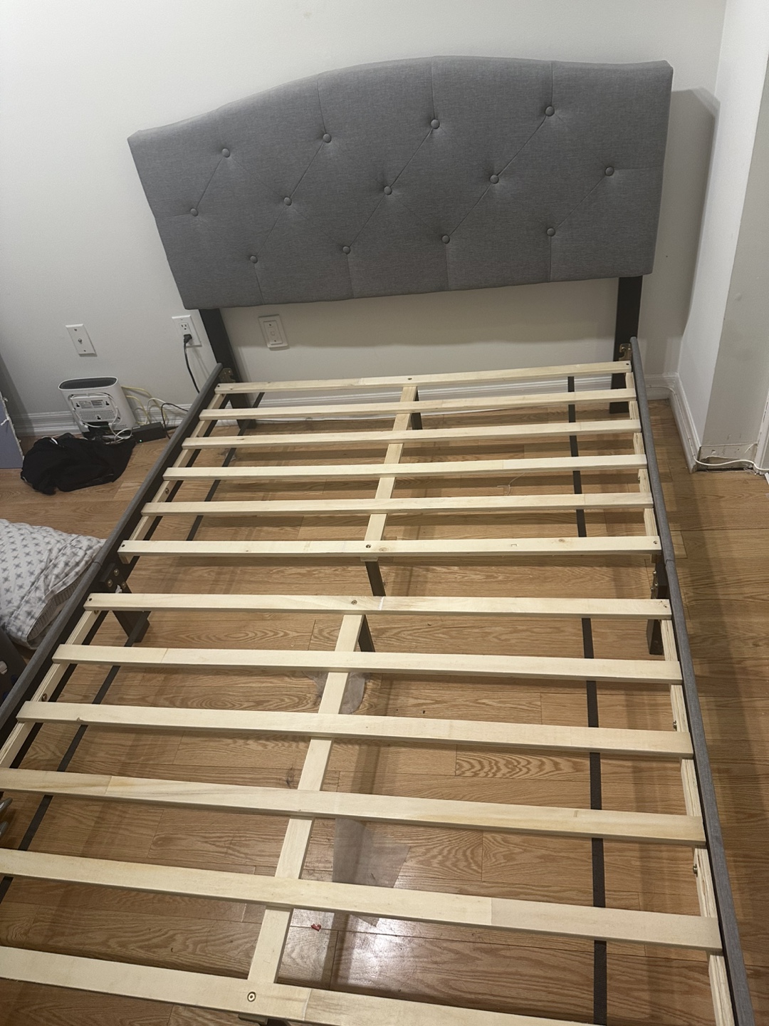 Full-size upholstered bed frame and mattress - photo 2