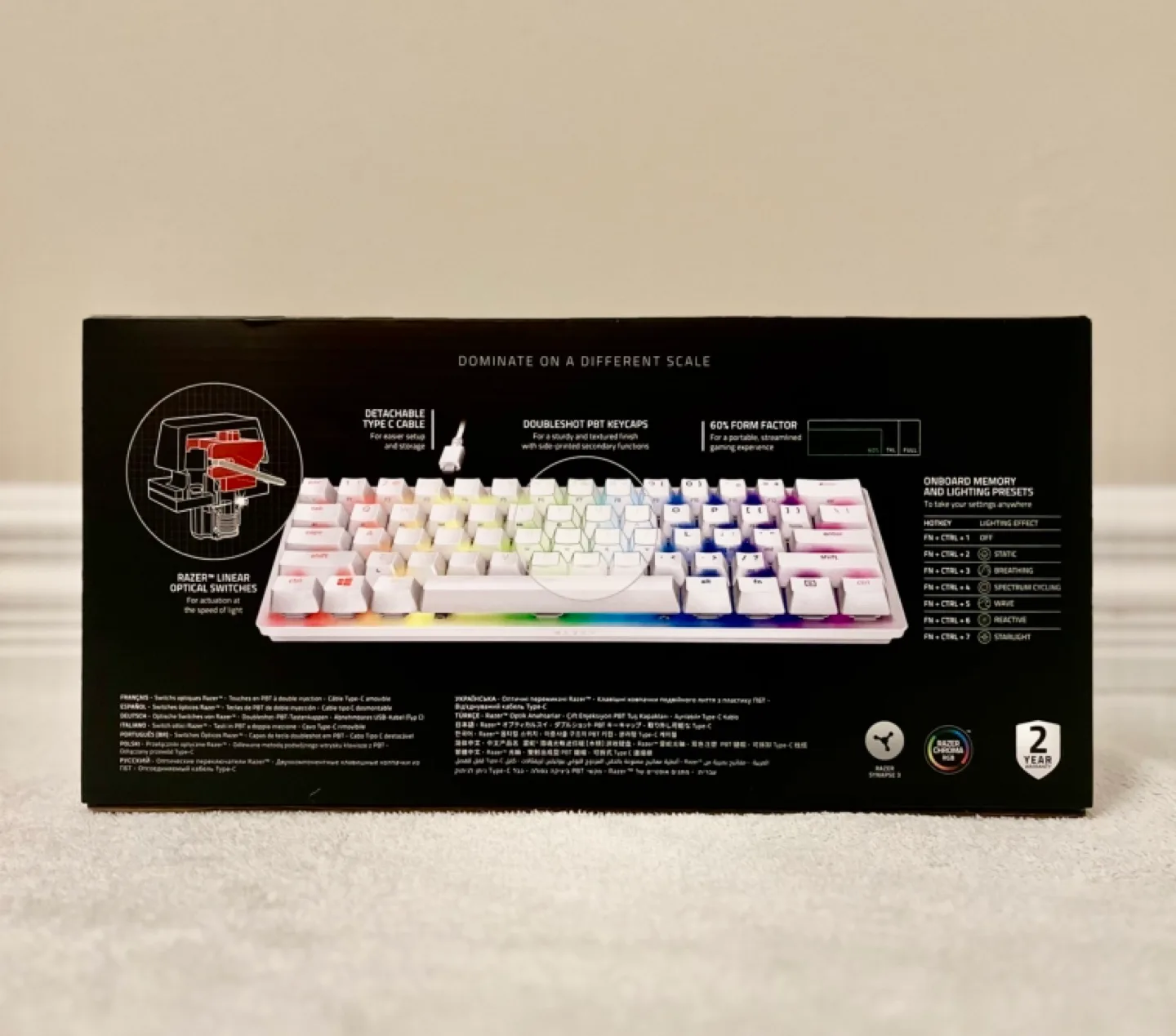 Razer Huntsman Mini Mercury White 60% Optical Gaming Keyboard image indicator(2)