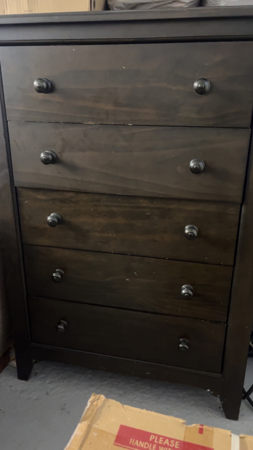 Dark Brown Wooden 5-Drawer Chest