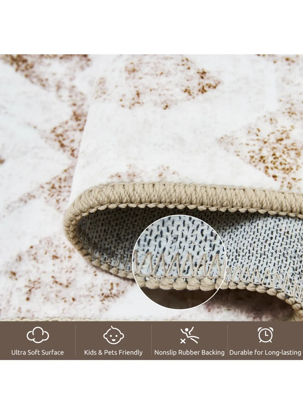 Large Area Rug - 8x10 Feet - Beige and White Geometric Pattern image indicator(5)