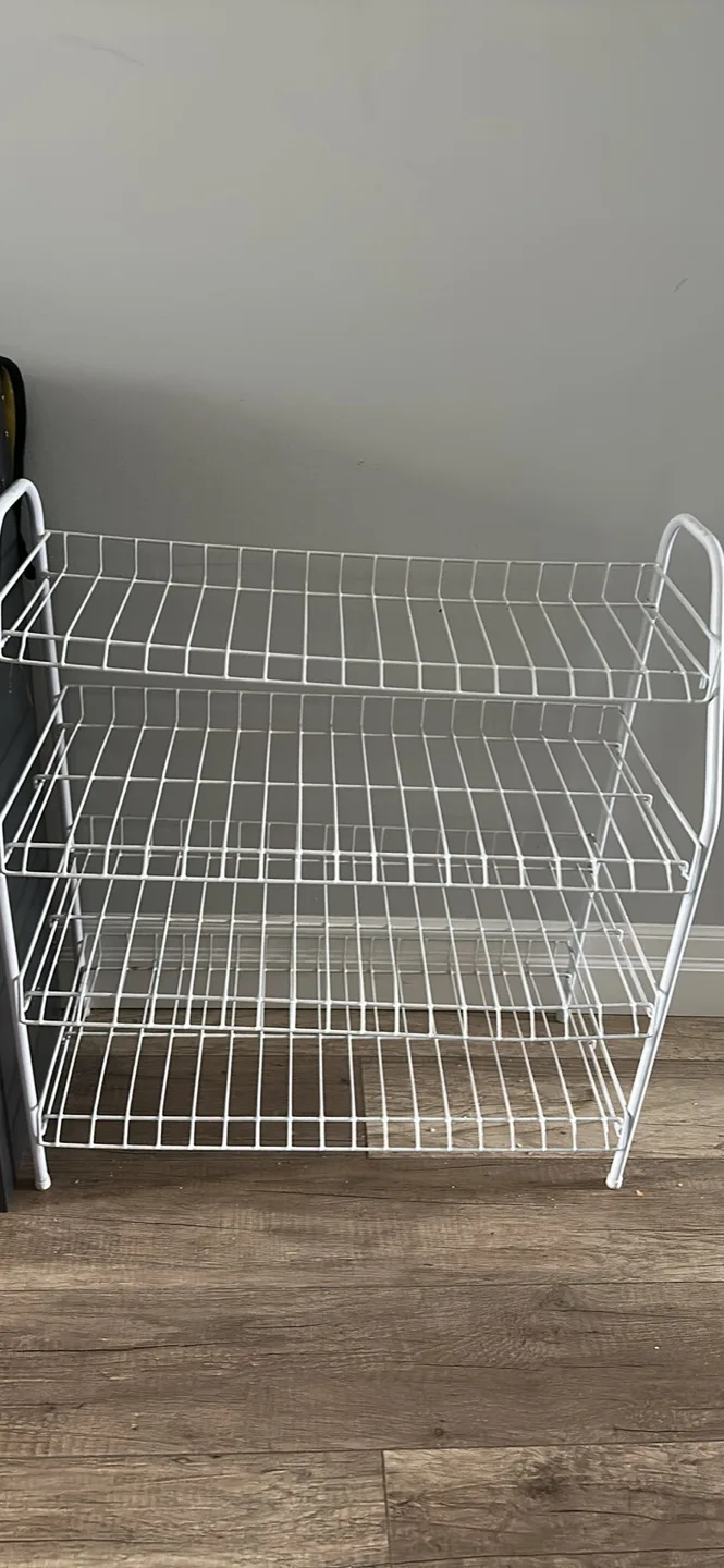 White Metal 3-Tier Shoe Rack