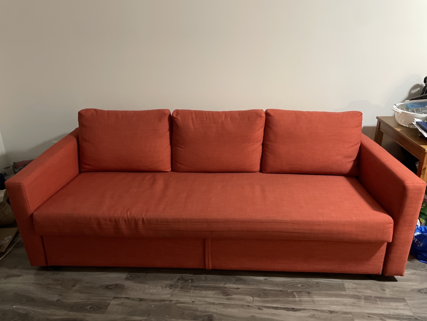MOVE-OUT SALE - IKEA FRIHETEN Sofa-Bed, Red-Orange