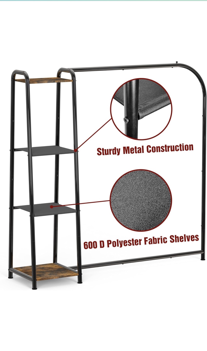 Simple Houseware 60" Black Metal Clothes Rack with Shelves - photo 4