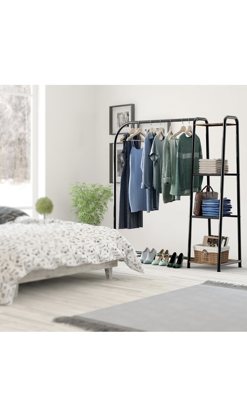 Simple Houseware 60" Black Metal Clothes Rack with Shelves - photo 5