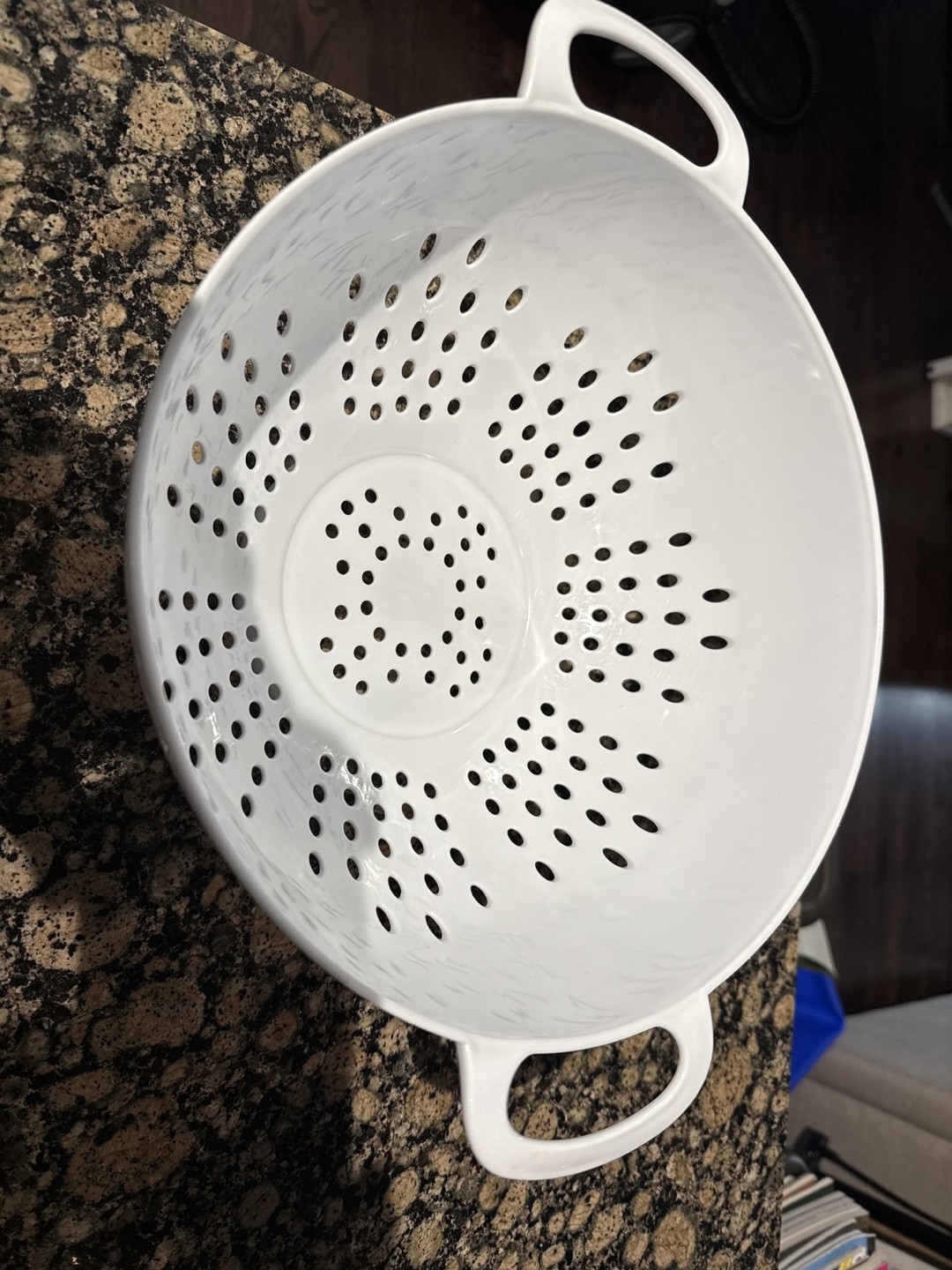 White Plastic Colander with Handles