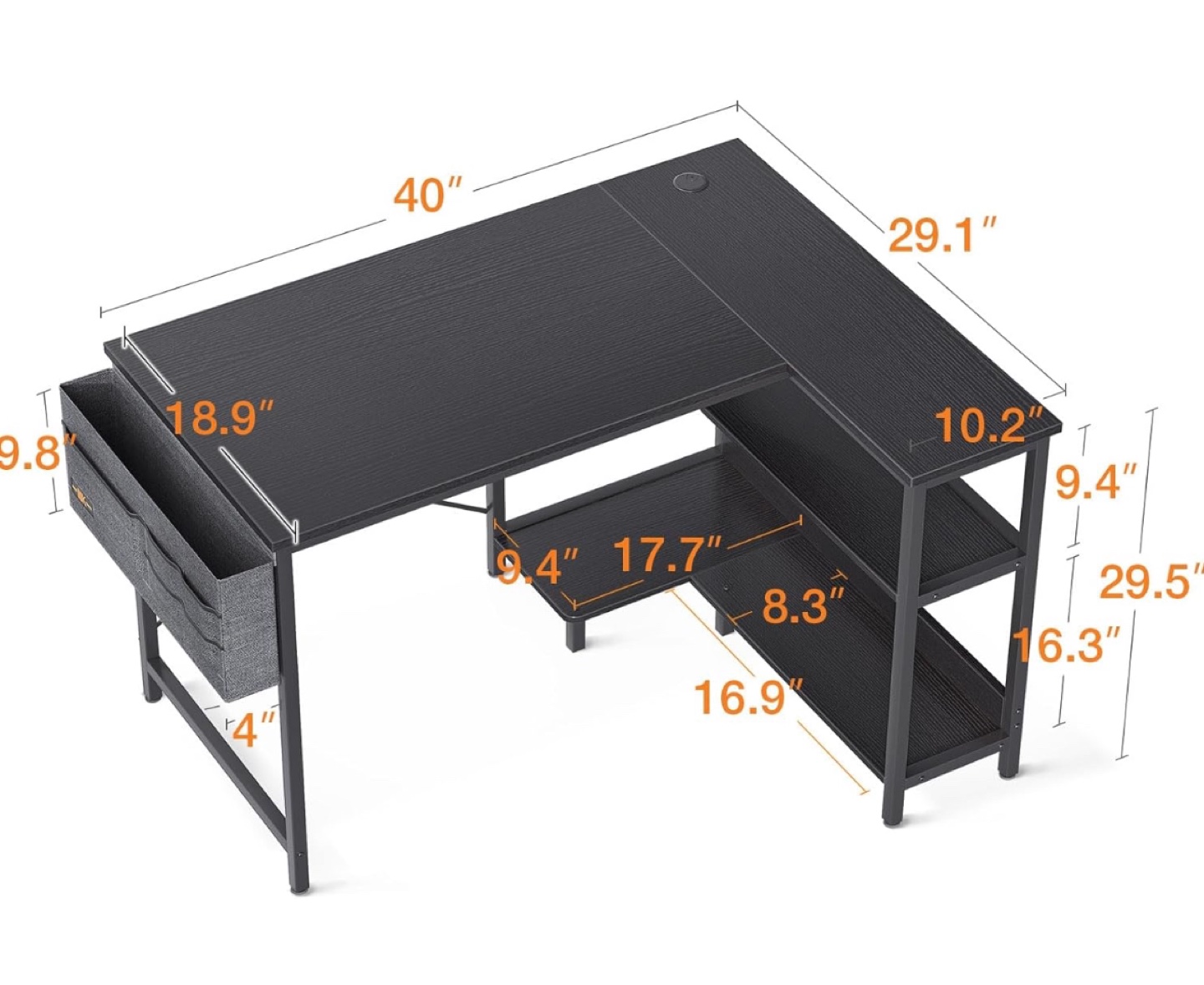 New L Shaped Gaming Computer Desk with Power Outlets - photo 3