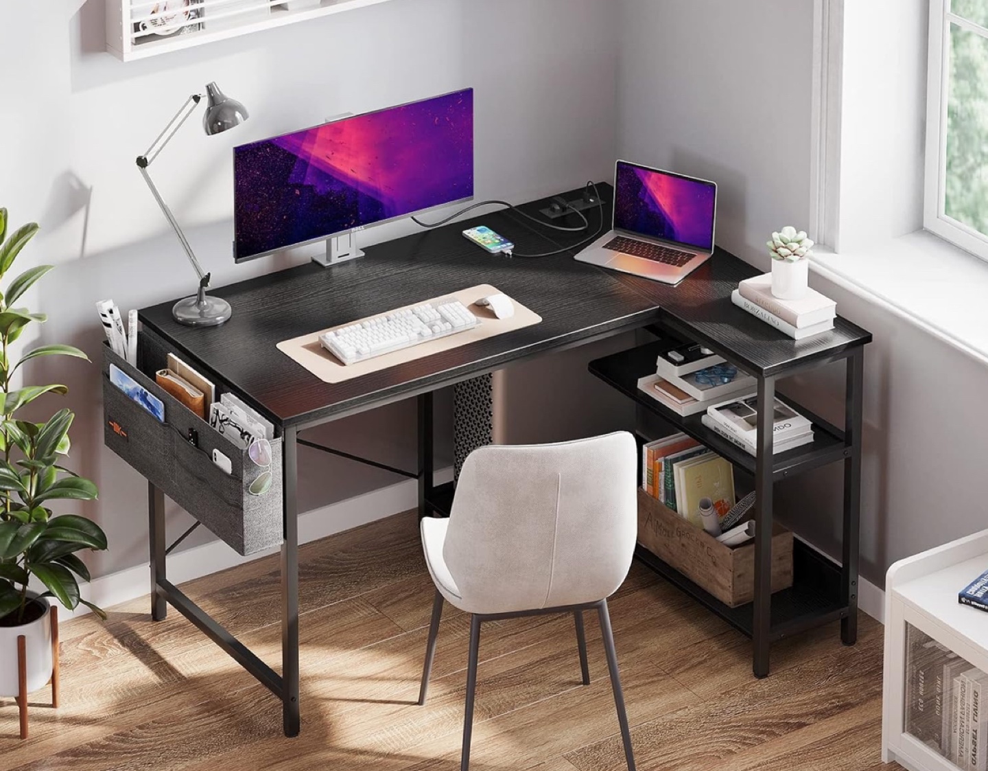 New L Shaped Gaming Computer Desk with Power Outlets - photo 2
