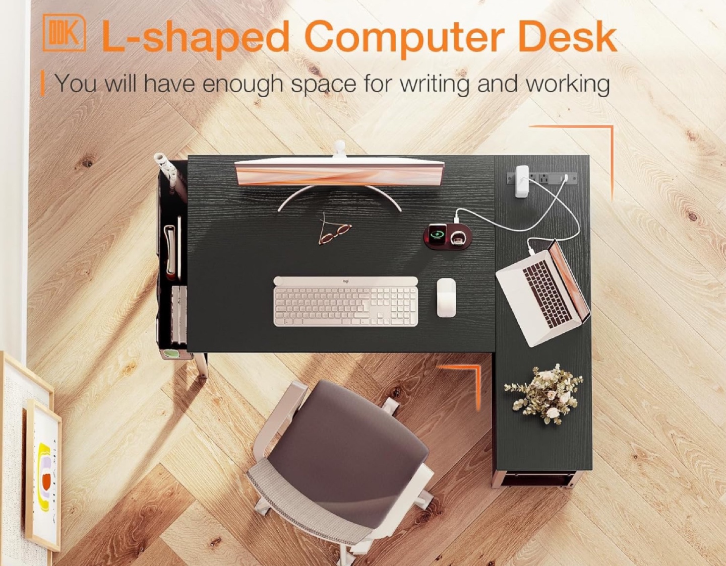 New L Shaped Gaming Computer Desk with Power Outlets - photo 5