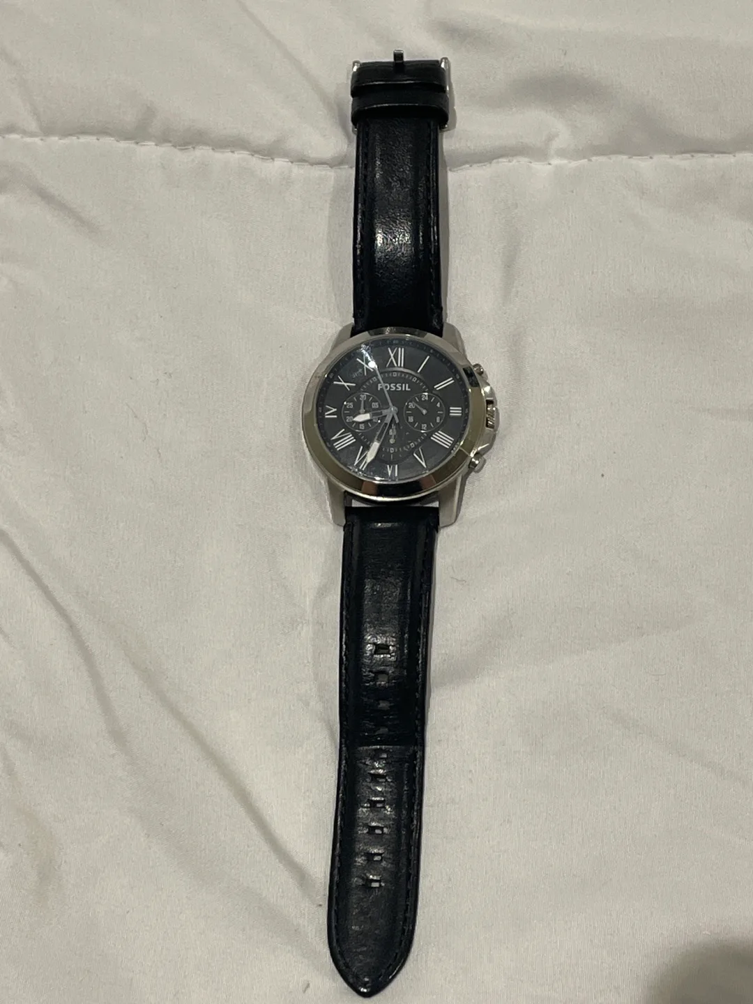(Moving sale)Fossil Men's Black Leather Chronograph Watch thumbnail
