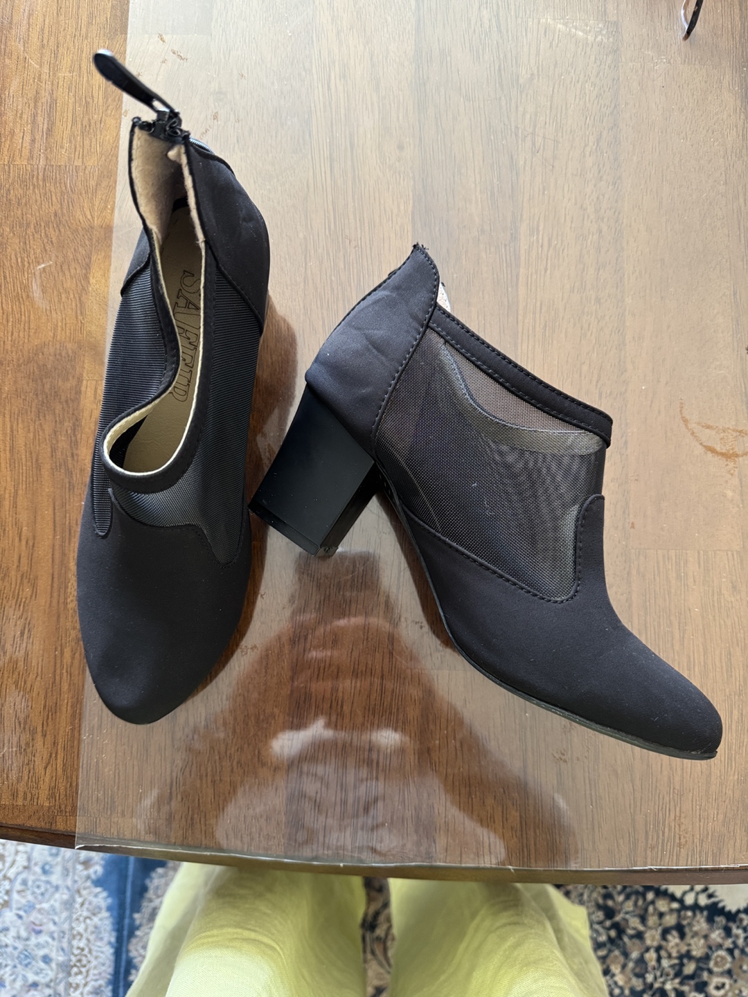 Black Mesh Booties with Block Heel - photo 3