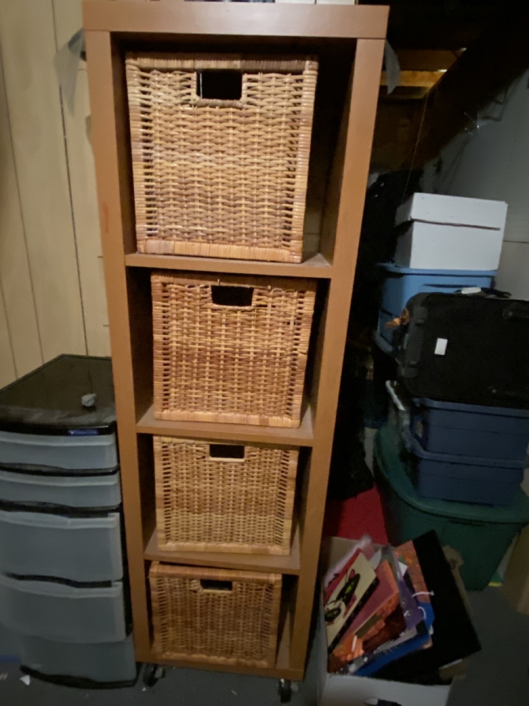 Four-Cube Organizer with Wicker Baskets
