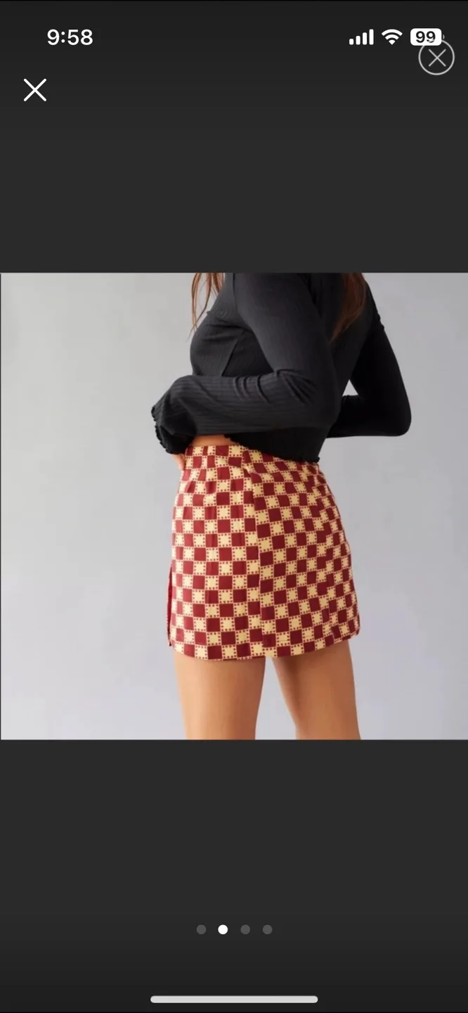 Urban Outfitters Red and Yellow Checkered Mini Skirt image indicator(3)