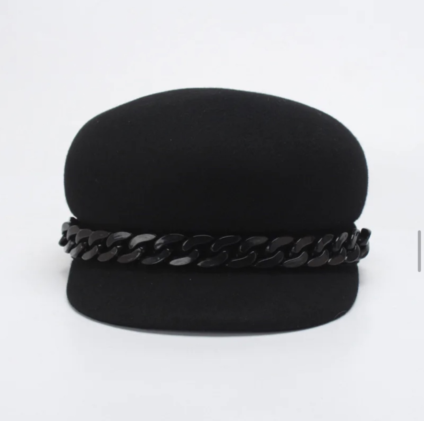 New K-pop style Black Wool Chain Detail Newsboy Cap - photo 2