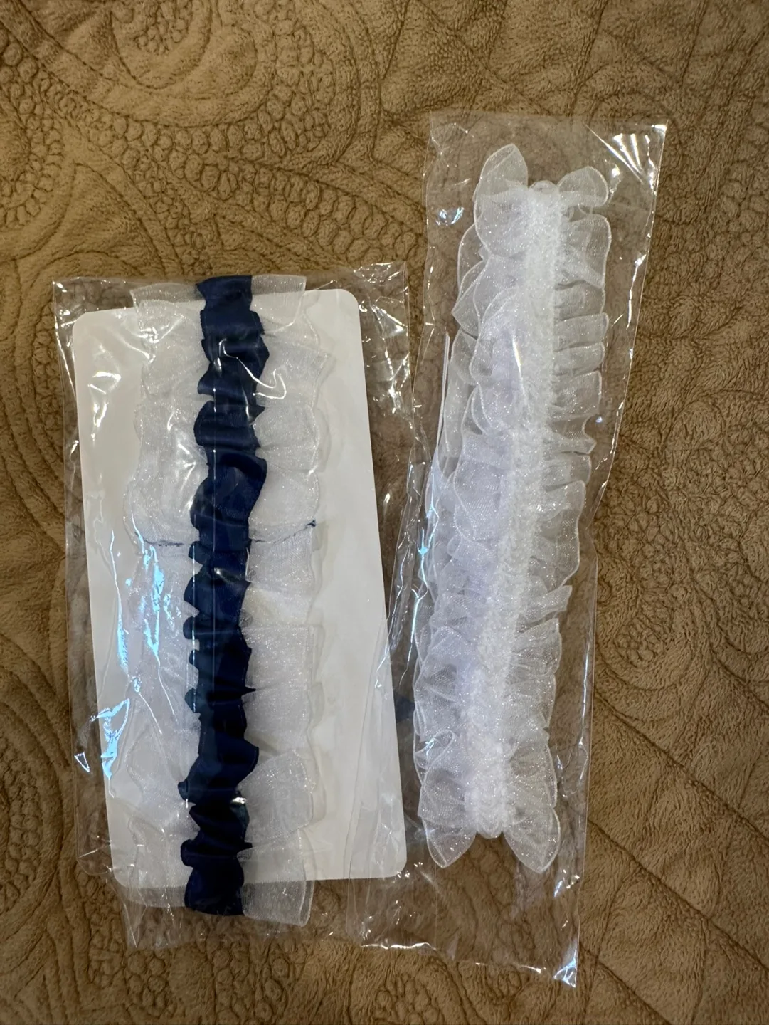 Bridal Garter Set - Navy Blue & White image indicator(2)