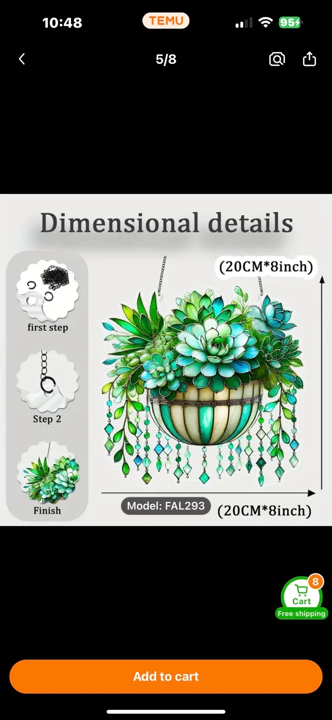 2D acrylic sun catchers, succulents.  GREAT EASTER GIFT! image indicator(2)
