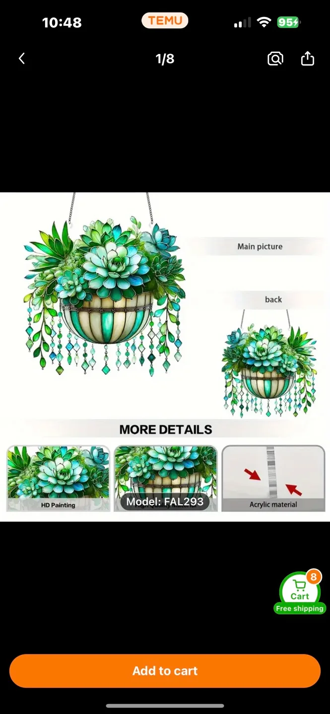 2D acrylic sun catchers, succulents.  GREAT EASTER GIFT! image indicator(3)