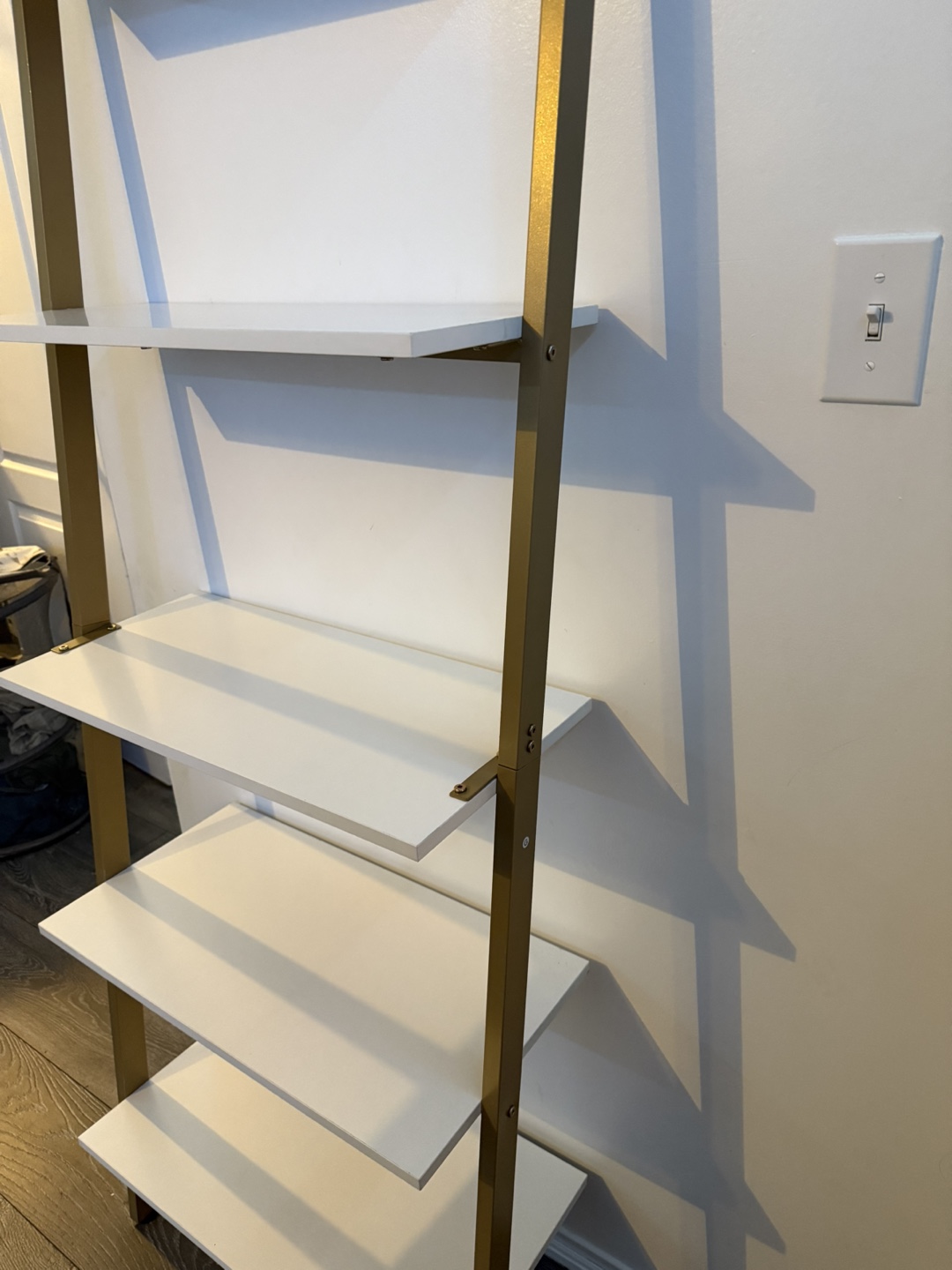 Five-Shelf Gold and White Ladder Bookshelf - photo 2