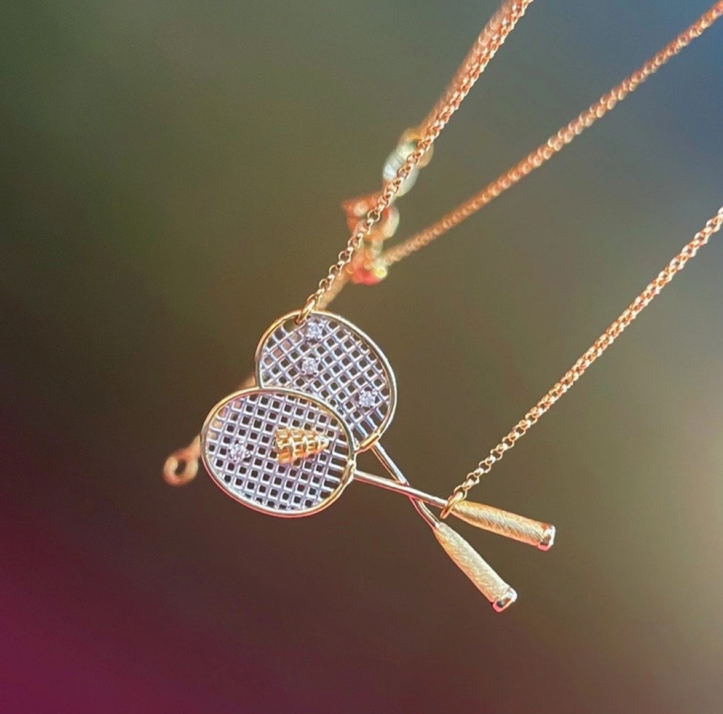 Gold Plated Badminton Racket Necklace - photo 2