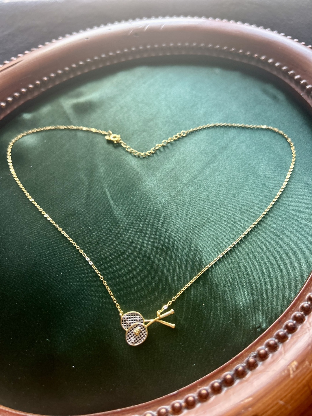 Gold Plated Badminton Racket Necklace